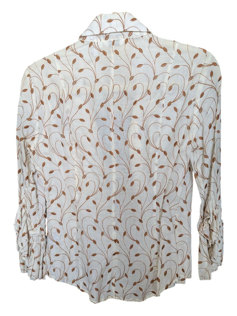 Cream and Brown Ravel Button-Up Size Small