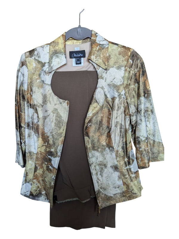 Gold and Brown Nueva Jacket and Pant Set Size 8
