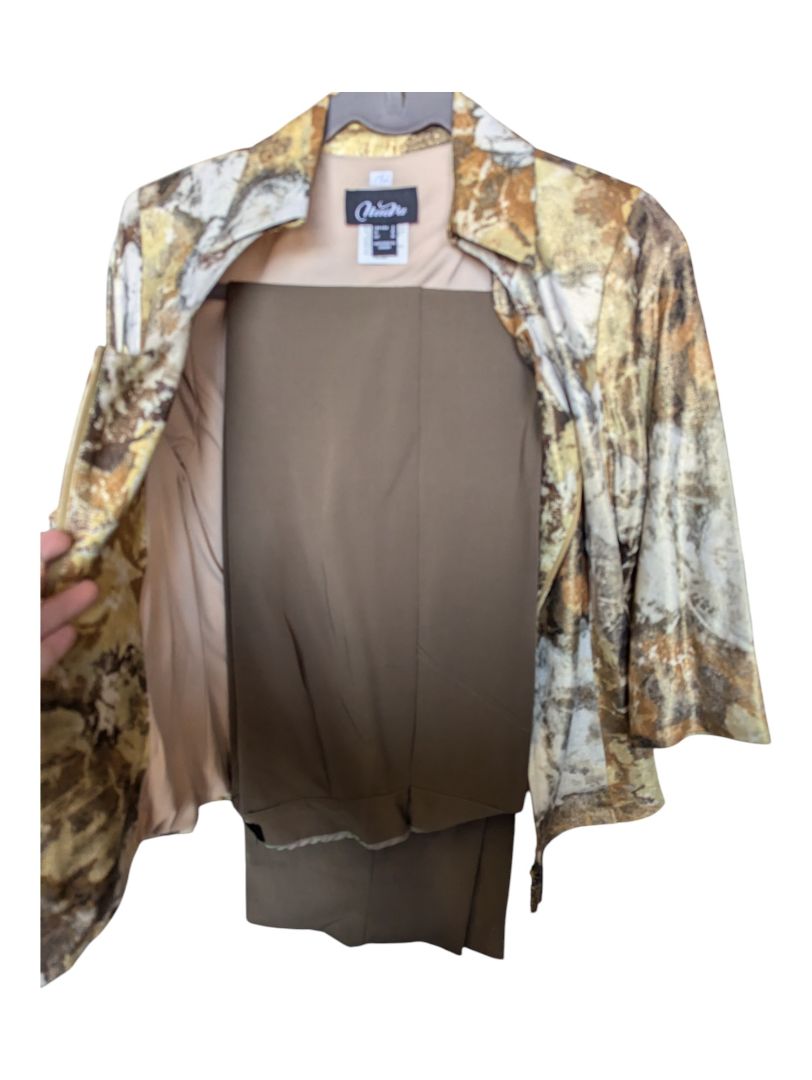 Gold and Brown Nueva Jacket and Pant Set Size 8