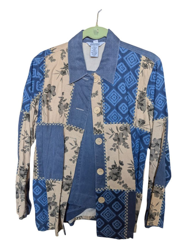 Blue and Cream Northern Reflections Quilt Jacket and Pants Size Small