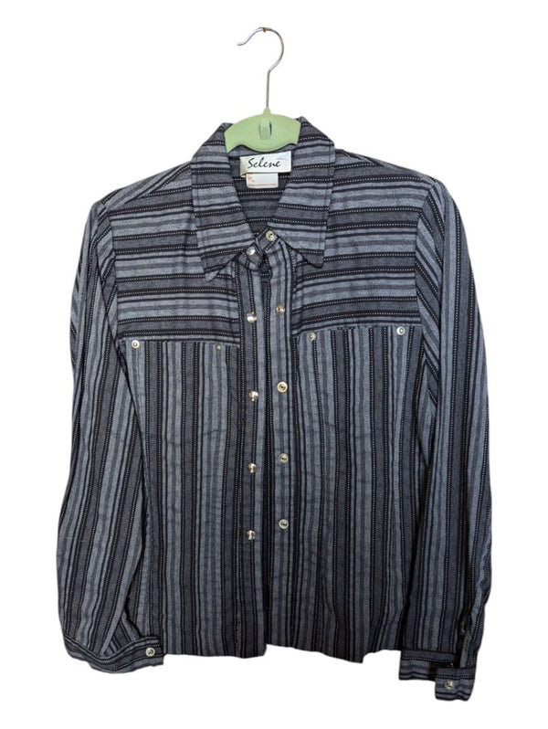 Grey Stripped Selene Button-Up Size 7/8