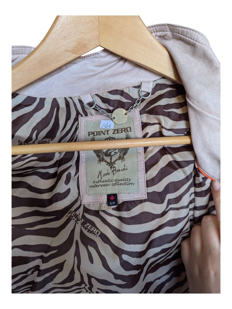 Pink Leather Point Zero Jacket Size Small