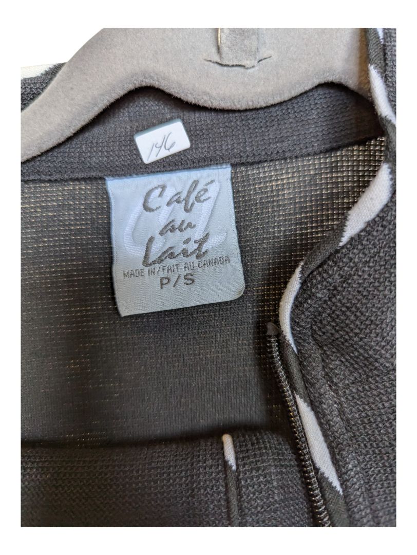 Grey Knitted Zip-Up Hoodie Cafe au Lait Size Small