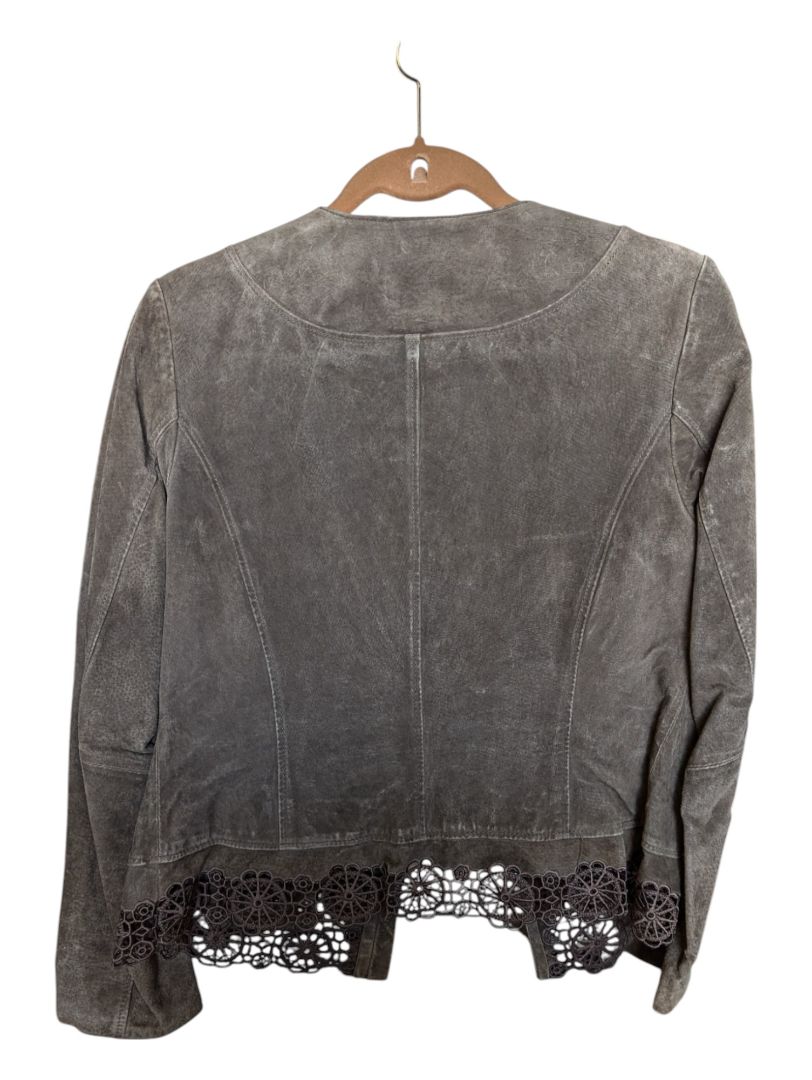 Brown Leather Flower Patterned Jacket Cruze Size Small