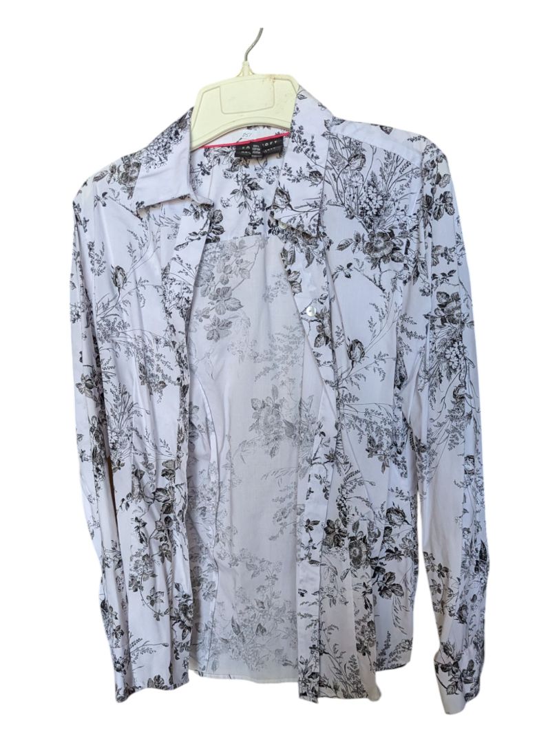 Black Printed Pattern Shirt Foxcroft Size 4