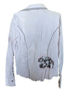 White Jacket with Black Graphics Ravel Size Small