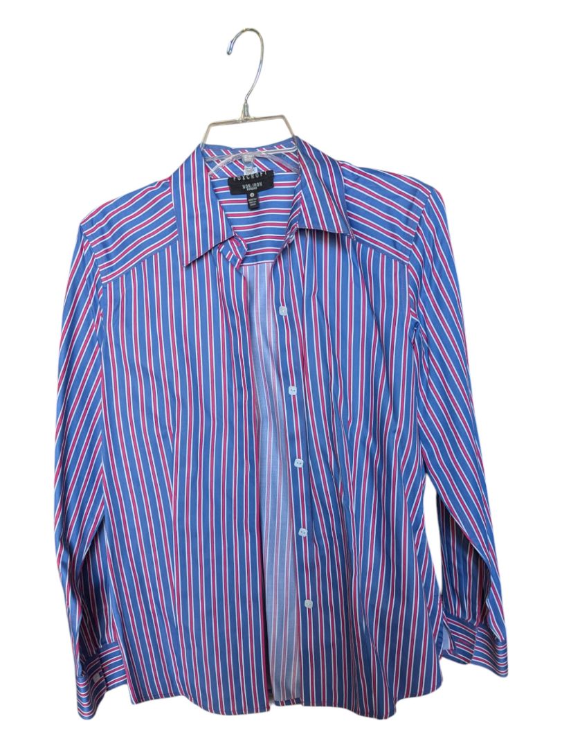 Blue and Red Lined Shirt Foxcroft Size 4