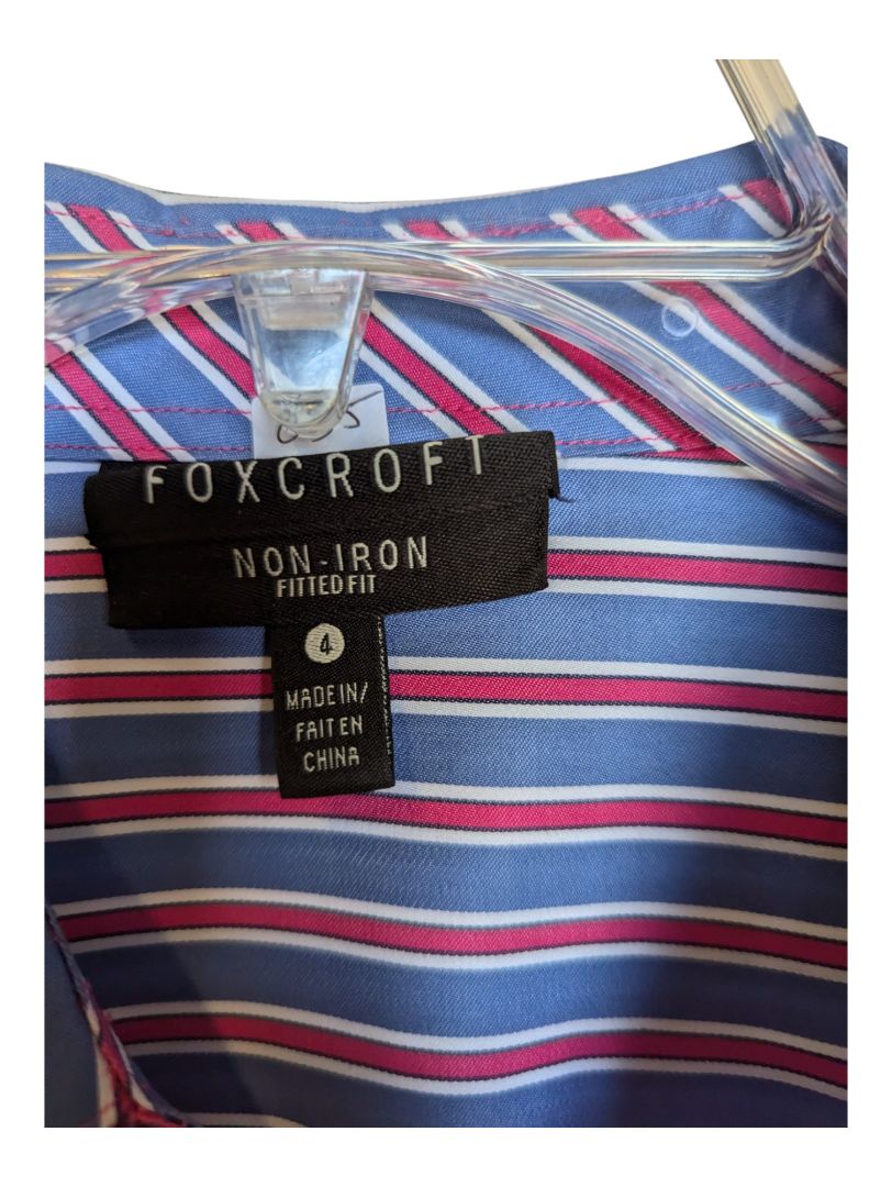 Blue and Red Lined Shirt Foxcroft Size 4