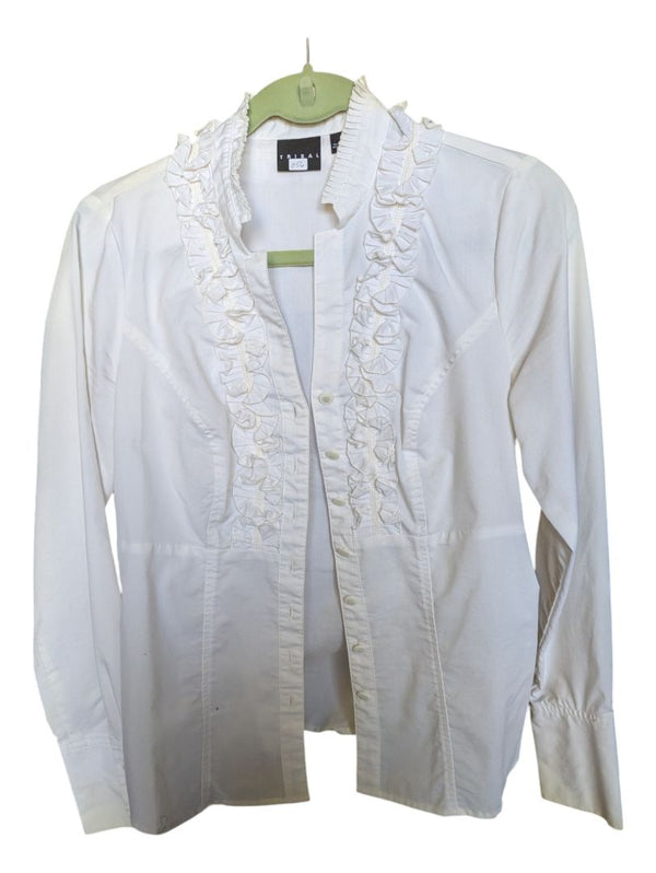 White Blouse with Flower Designs Tribal Size 6