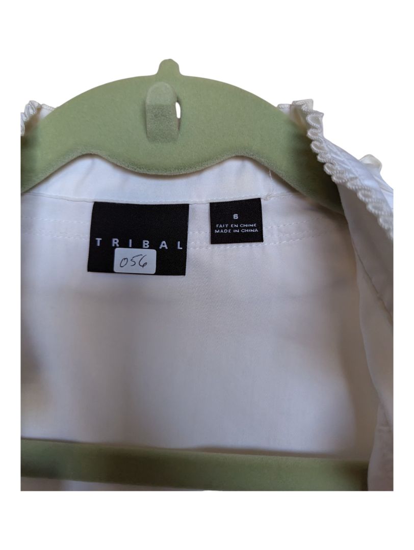 White Blouse with Flower Designs Tribal Size 6