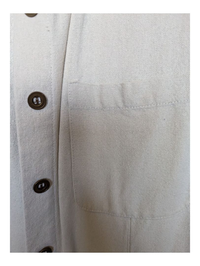 Beige Buttom-Up Short Sleeve Shirt Kara Casual Size Large