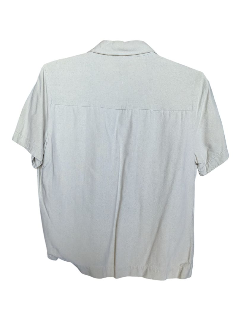 Beige Buttom-Up Short Sleeve Shirt Kara Casual Size Large
