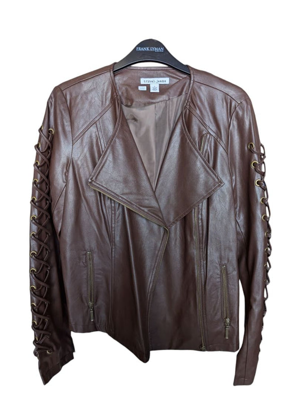 Brown Leather Jacket Tribal.Jeans Size Small