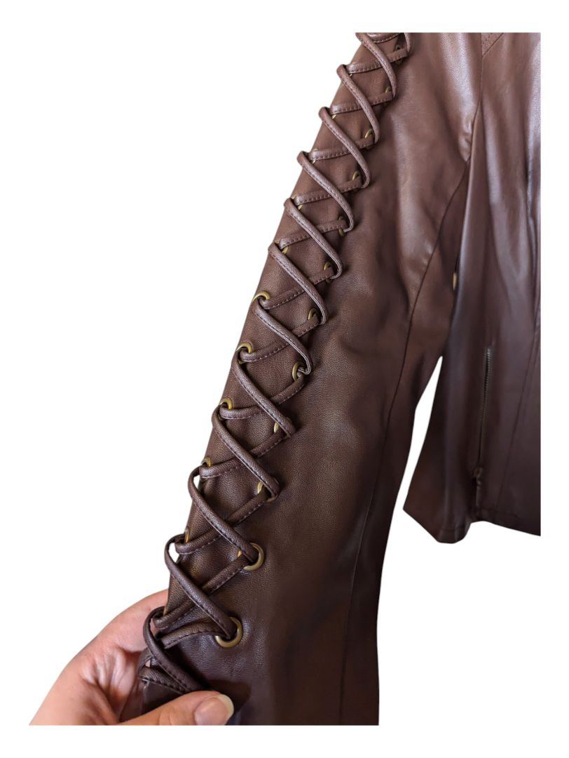 Brown Leather Jacket Tribal.Jeans Size Small