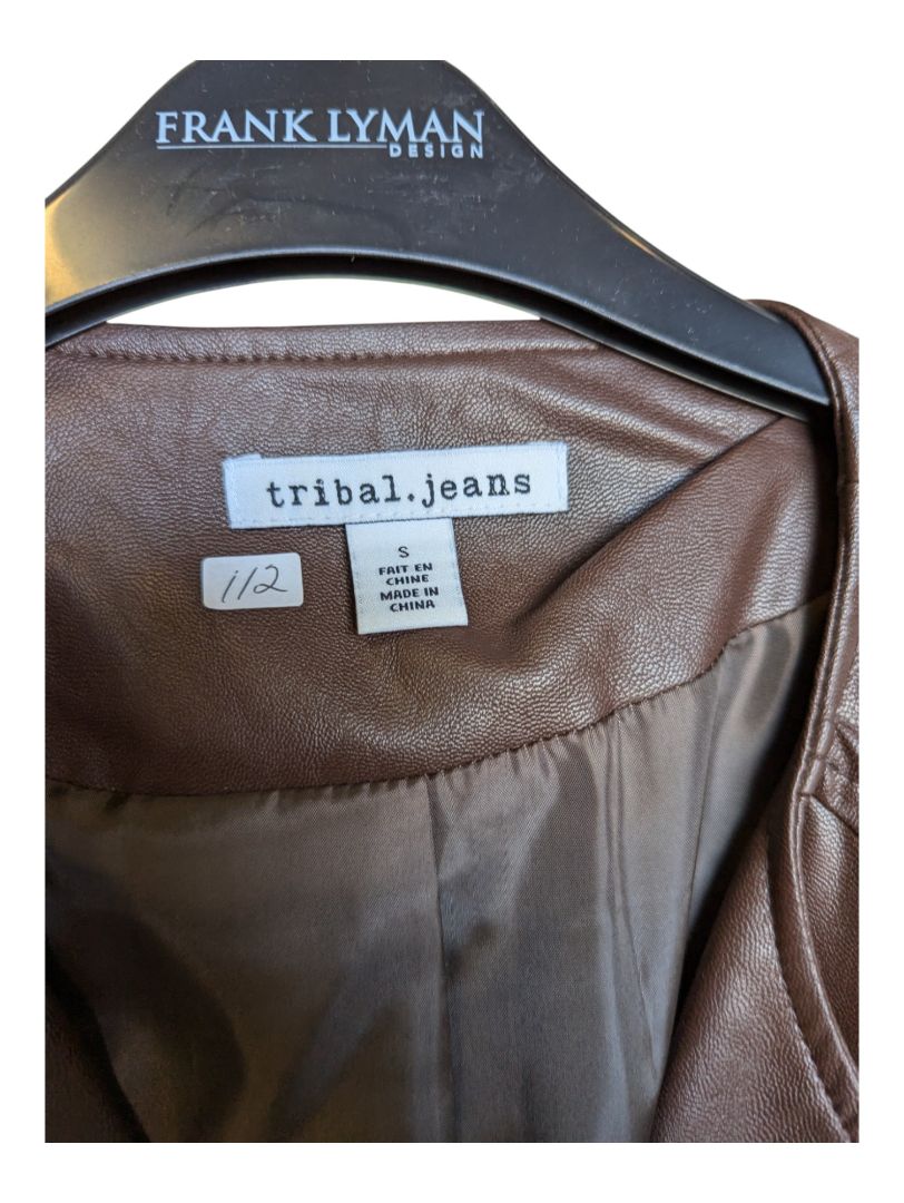 Brown Leather Jacket Tribal.Jeans Size Small