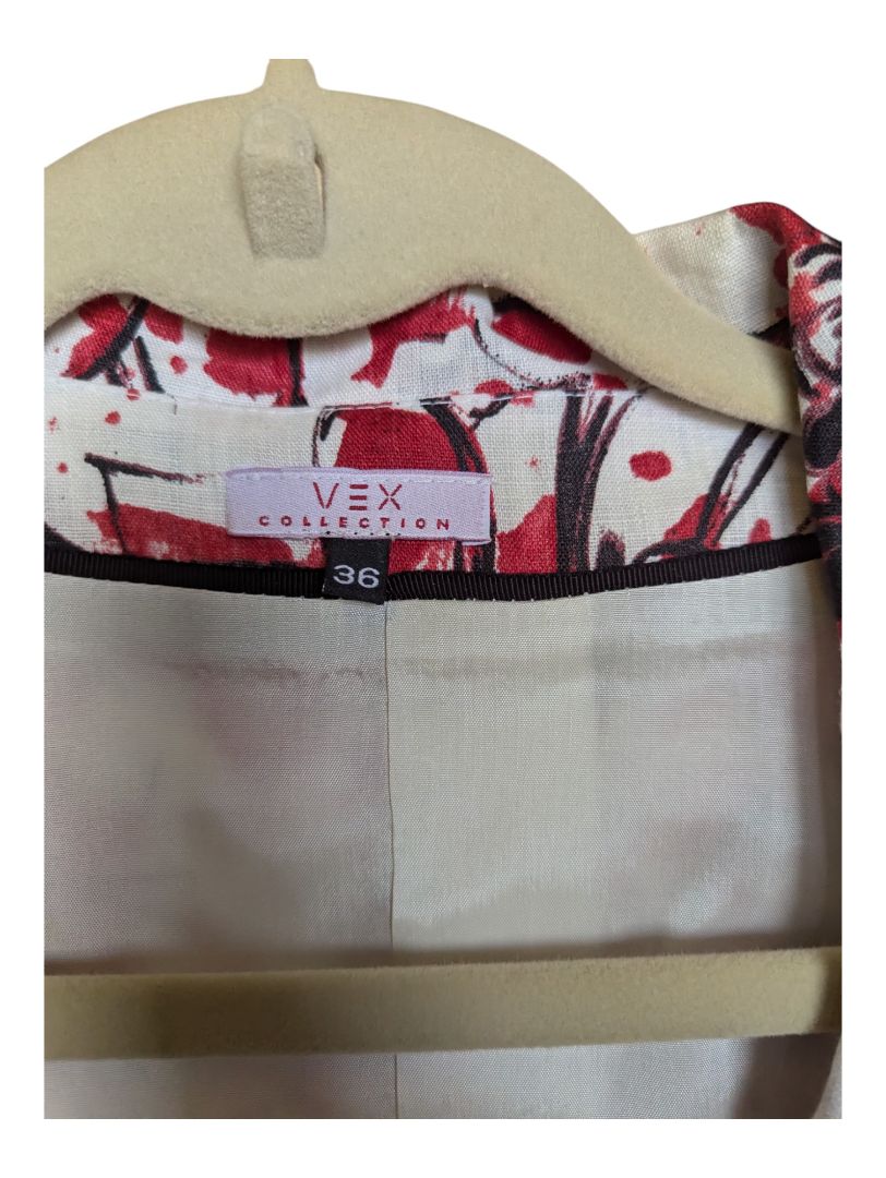 Red and Black Flower Pattern Blazer VEX Size 36