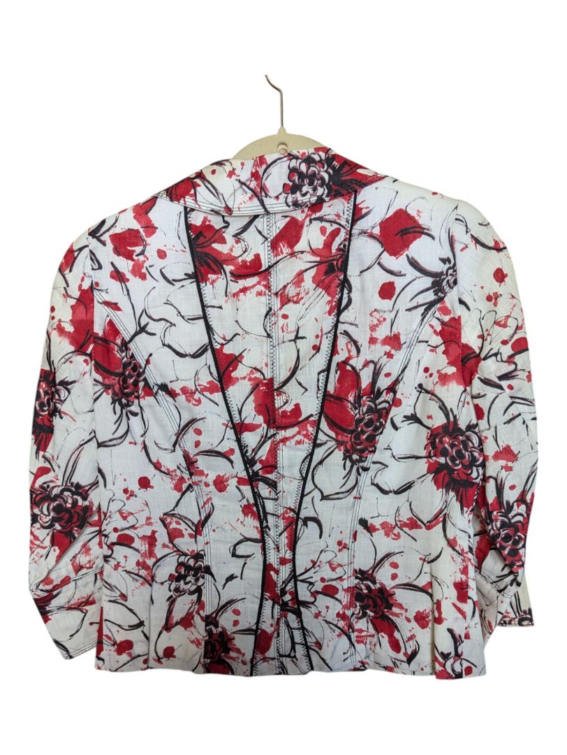 Red and Black Flower Pattern Blazer VEX Size 36