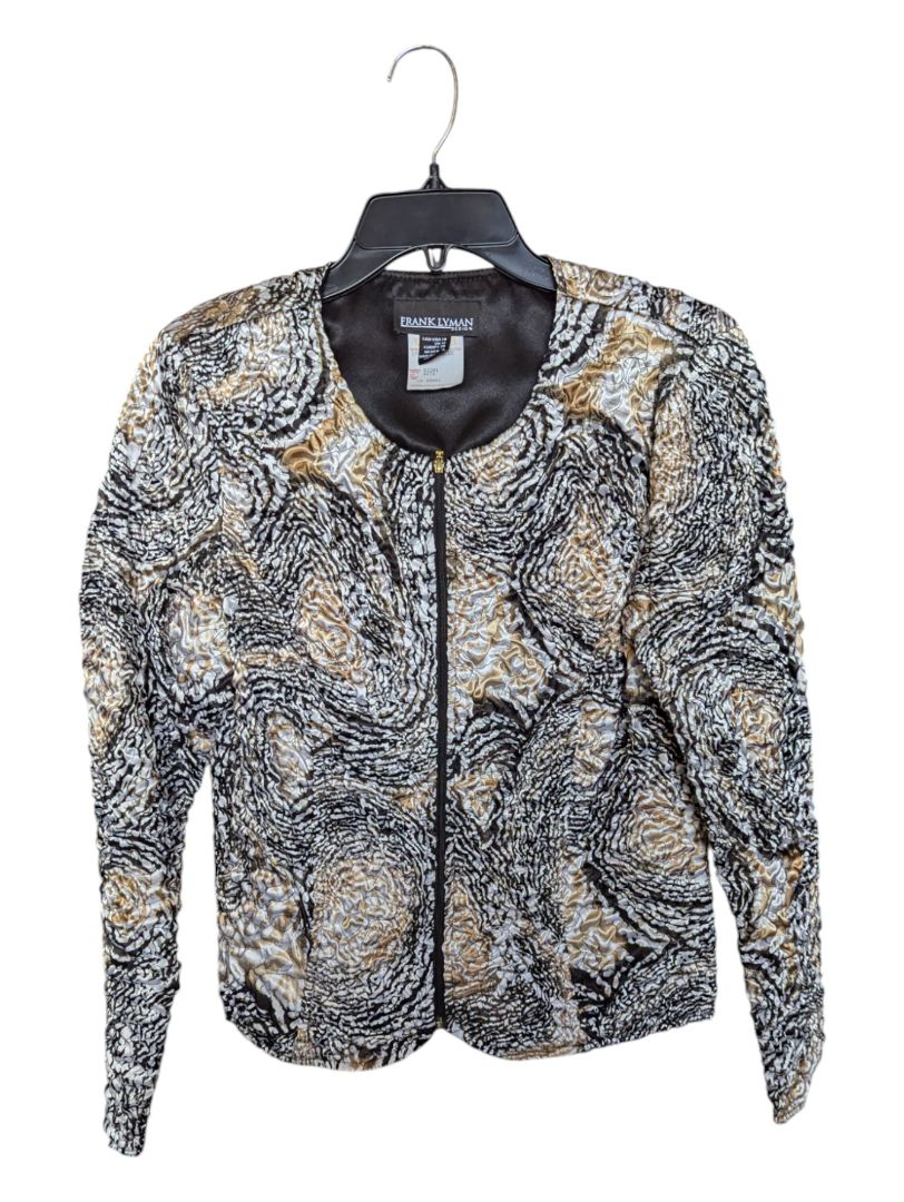 Golden and Black Swirl Pattered Jacket Frank Lyman Size 10