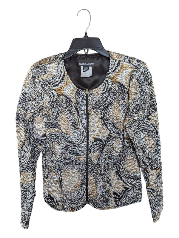 Golden and Black Swirl Pattered Jacket Frank Lyman Size 10