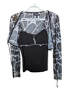 Black Tank with White Graphic Shawl Nueva Size 4
