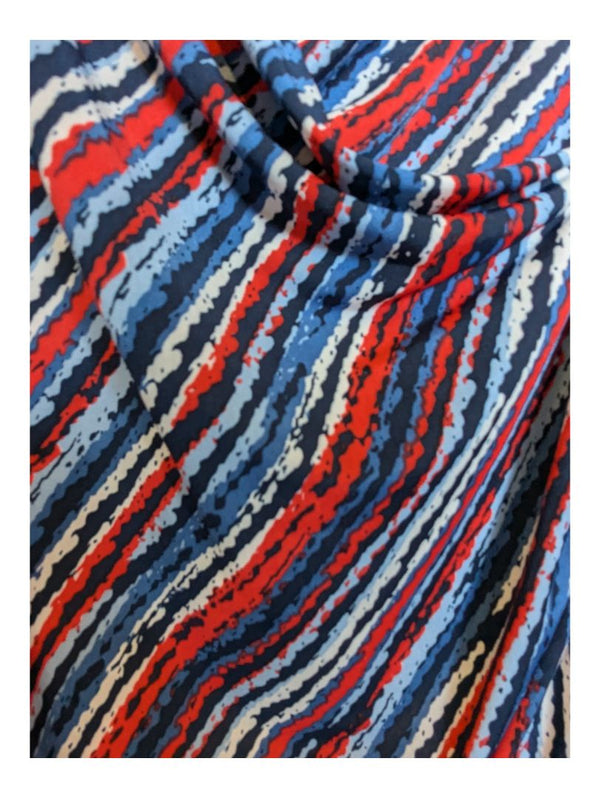 Blue and Red Lined V-neck Shirt MIKO Size M