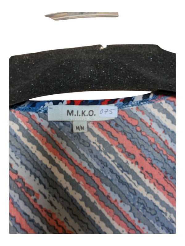 Blue and Red Lined V-neck Shirt MIKO Size M