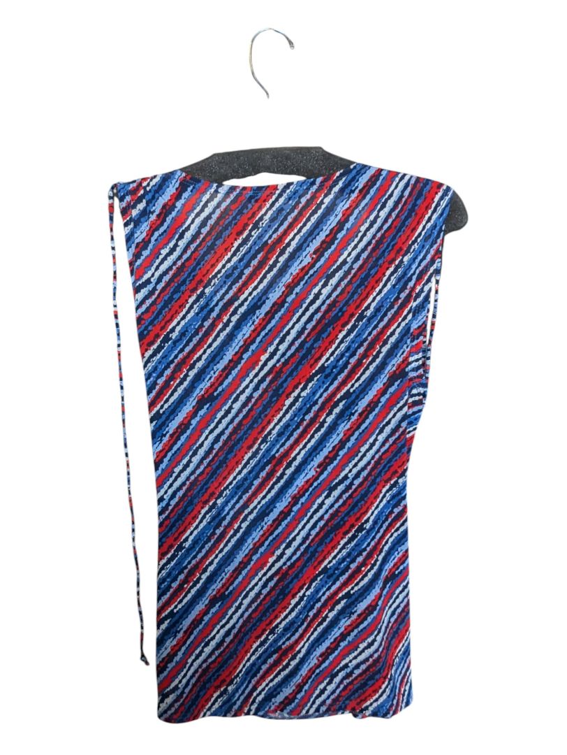 Blue and Red Lined V-neck Shirt MIKO Size M