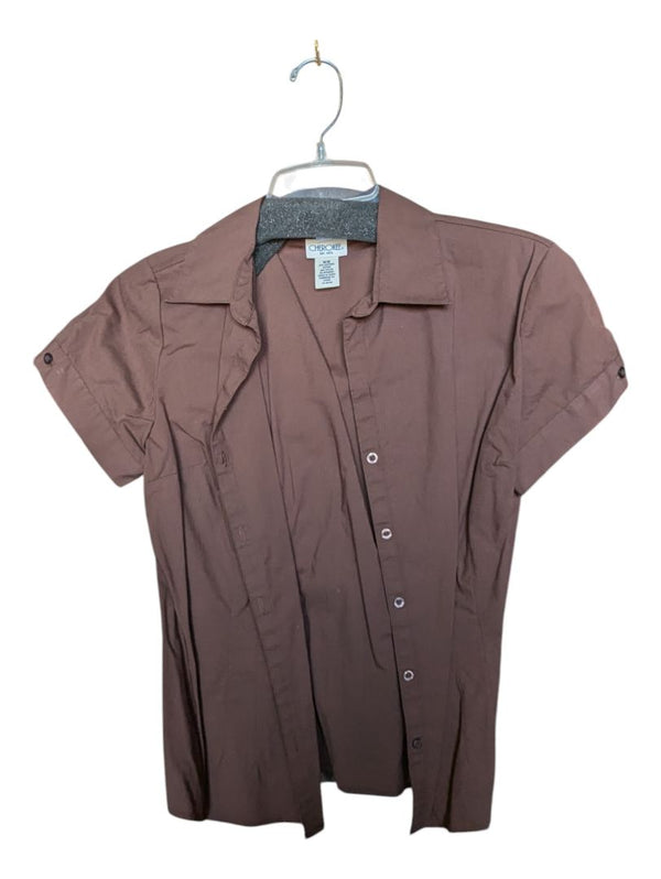 Brown Button-up Short Sleeve CheroKee Size M