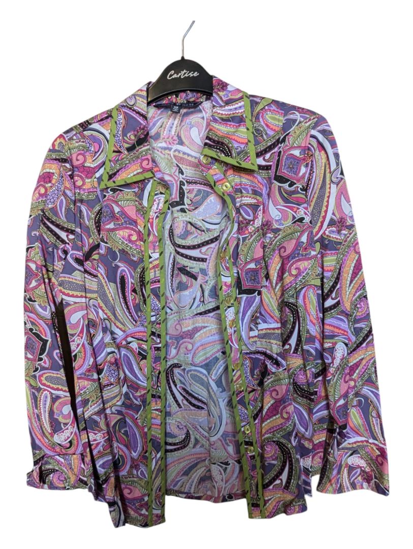 Purple and Pink Graphic Shirt Abbie Mags Size S