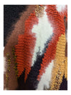 Red Orange and Gold Graphic Black Sweater Franco Valeri Size M