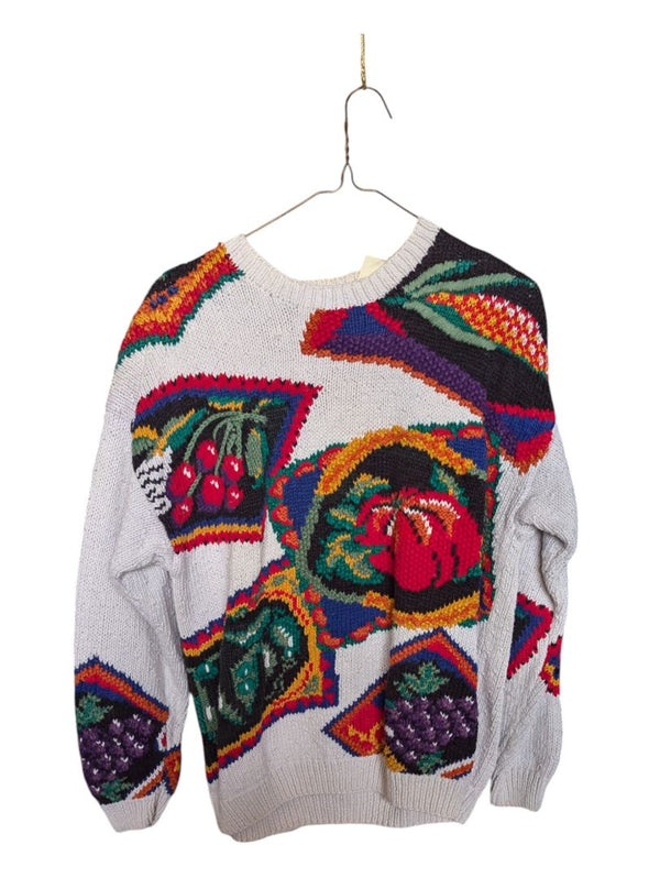 Fruit Graphic White Sweater Signatures