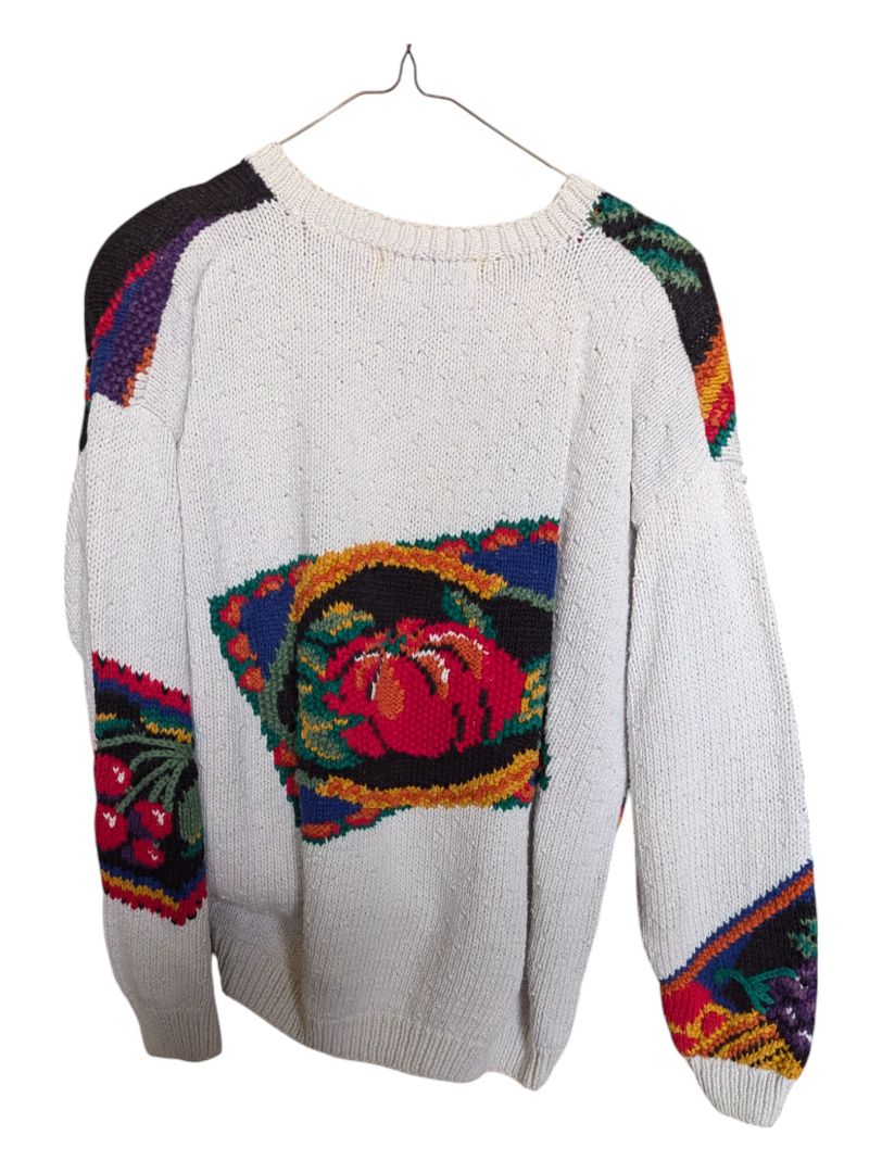 Fruit Graphic White Sweater Signatures