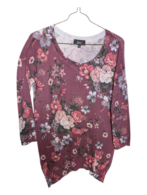 Flower Graphic Dark Red Long Sleeves DH3 Size XS
