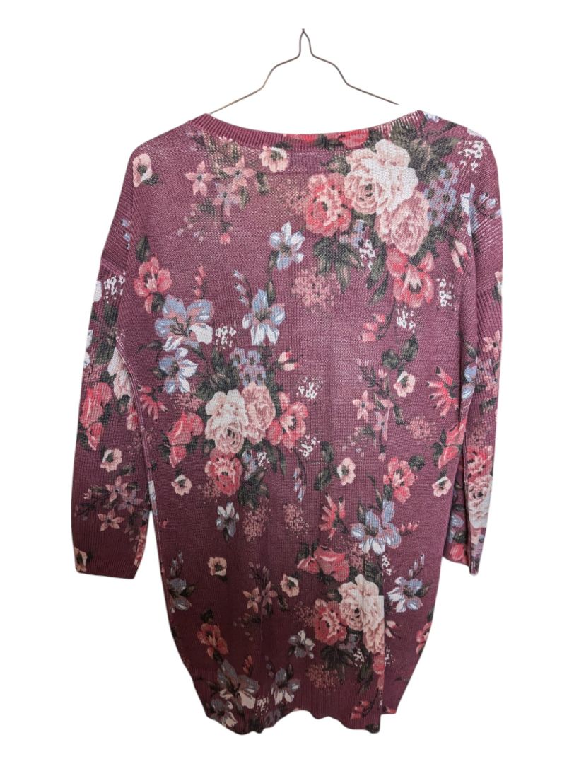 Flower Graphic Dark Red Long Sleeves DH3 Size XS