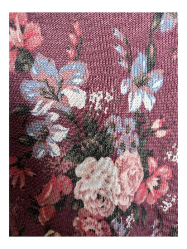 Flower Graphic Dark Red Long Sleeves DH3 Size XS