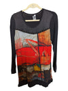 Organe Red Graphic Black Long Sleeves Dolcezza Size M