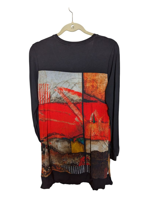 Organe Red Graphic Black Long Sleeves Dolcezza Size M