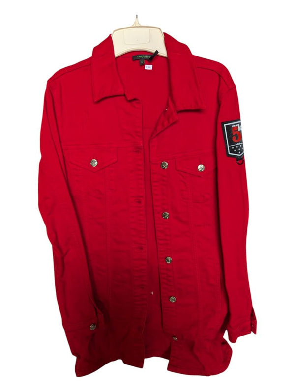 Red Demin Jacket with Graphics Tricotto Size S
