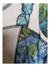 Blue and Green patterned White Top Zoe Size M