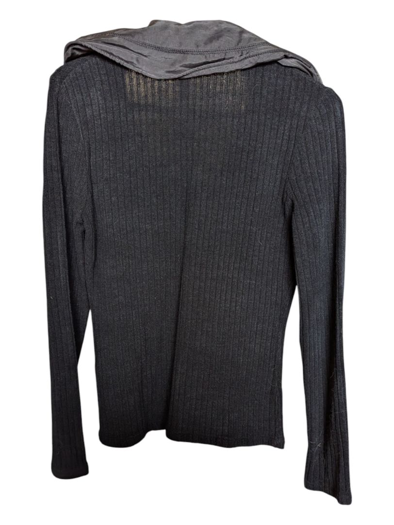 Black Knitted Jacket with Grey Puffy Collar Ravel Size S