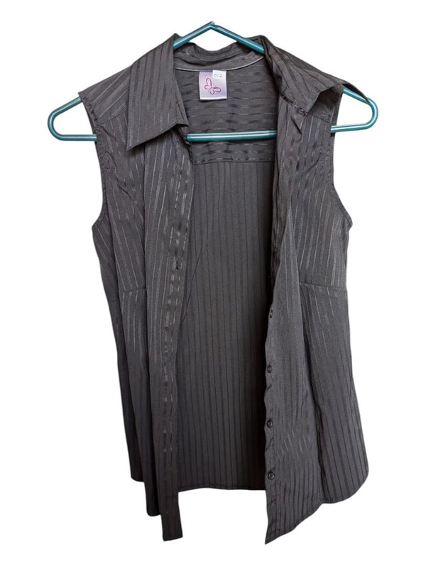 Grey Lined Patterened No-Sleeves (Butterfly Tag)