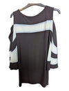 Black Off Shoulder Shirt with White Strip Frank Lyman Size 4