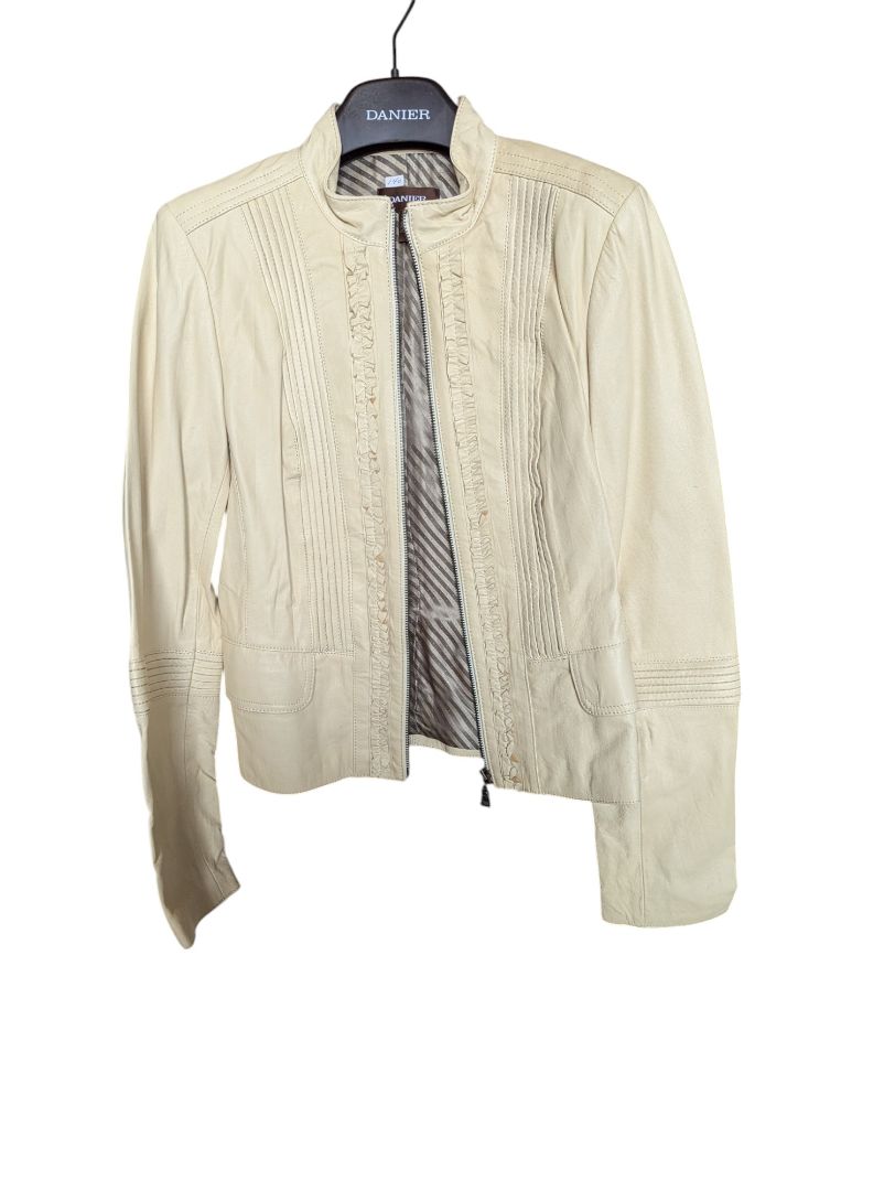 Pearl White Leather Jacket Danier Size S