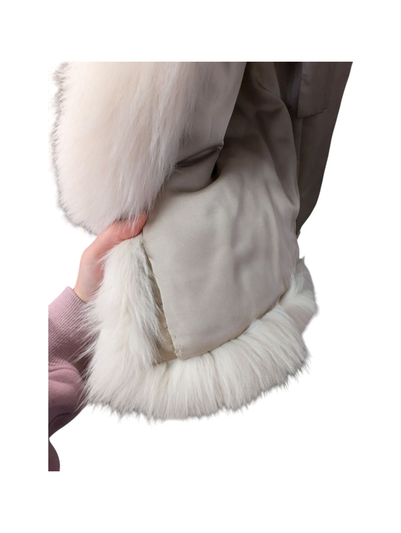 White Fox Fur Coat with Hat molat furs ltd ottawa (C)