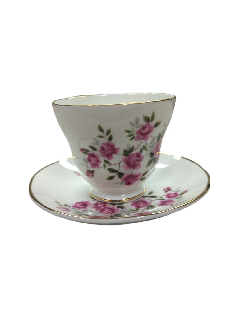 Crown Trent Rose Pattern Fine Bone China Teacup Set (2 pieces)