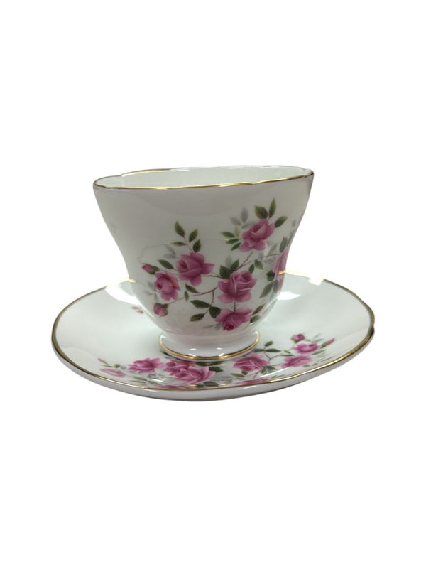 Crown Trent Rose Pattern Fine Bone China Teacup Set (2 pieces)