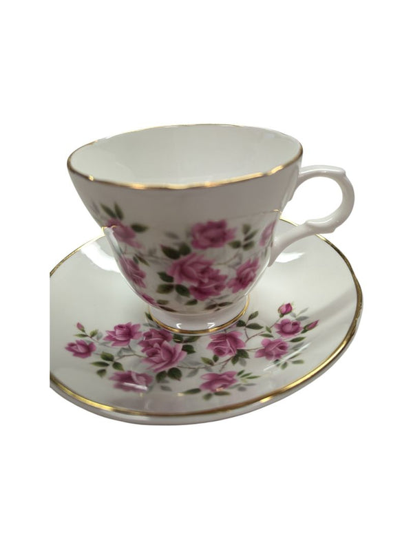 Crown Trent Rose Pattern Fine Bone China Teacup Set (2 pieces)