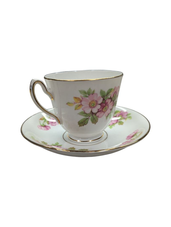 Dutchess Fine Bone China Pink Flower Teacup Set (2 pieces)