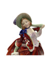 Vintage Autumn Breeze Porcelain Figurine Woman Red