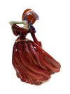 Vintage Autumn Breeze Porcelain Figurine Woman Red
